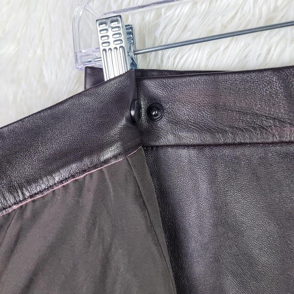 French Connection Sz 4 Brown 100% Sheep Leather Mini Wrap Skirt A-Line Supple - Picture 7 of 14
